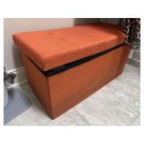 Storage Ottoman with Towels and Fabric Bins