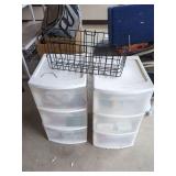 Sterilite Drawers and Hanging Basket with Assorted Items
