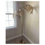 Gold Tone Fern Leaf Floor Lamp