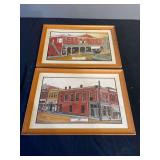 Framed Somerset Kentucky Building Art -Set of Two