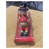 GLASS SNOWMEN SLEIGH CANDLE HOLDER