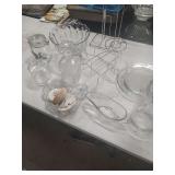 PAPER TOWEL HOLDERS - DRINK PITCHER - WHISKEY DECANTER - GRAY BOAT - CANDY BOWL AND ETC
