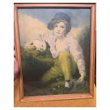 1925 PICTURE OF THE PAINTING BOY AND RABBIT BY SIR HENRY RAYBORN