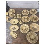 58 PIECE VILLAGE PATTERN PFALTZGRAFF SET.  SOME PIECES HAVE SMALL CHIPS