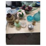 DECORATIVE VASES - PERFUME BOTTLE - TRAY - PUMPKIN AND ETC - COBALT BLUE - GREEN SWIRL