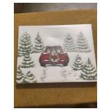CHRISTMAS PICTURE.  TRUCK AND TREES