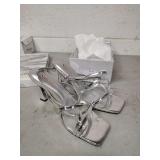 NAIYEE SZ 10 SILVER HEELED SANDALS