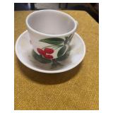 VINTAGE CHERRY COFFEE CUP AND SAUCER