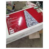 HOME ACCENTS 9 FT STARRY LIGHT FRASER FIR FLOCKED LED CHRISTMAS TREE WITH COLOR CHANGING LIGHTS NO LIGHT TEST HAS BEEN PERFORMED