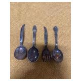 3 SMALL OLD SPOONS AND ONE SMALL FORK