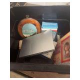 MISC PIECES IN A BLACK STORAGE TOTE