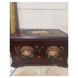 WOODEN PAINTED BOX.  LITTLE DAMAGE