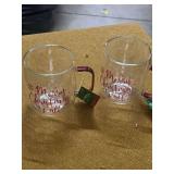 TWO GLASS MERRY CHRISTMAS YOU ALL GLASS MUGS.  NEW