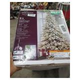 HOME DECORATORS - 9 FT KENWOOD FRASER FIR FLOCKED LED CHRISTMAS TREE - NO LIGHT TEST HAS BEEN PERFORMED
