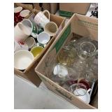 2- BOXES W/ GLASSES & COFFEE CUPS-