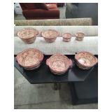 3 TEMP-TATIONS OVENWARE BAKING DISHES WITH WIRE BASKET HOLDERS AND 4 MIXING BOWLS 1 HAS SMALL CHIP