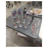 VINTAGE COKE AND PEPSI BOTTLES - GLASSES - BEER GLASSES - 7UP GLASSES