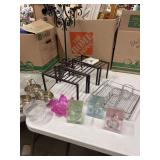 CANDLE HOLDER- GLASS BOWLS- 3- SMALL STORAGE SHELVES - ETC.-