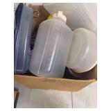 BOX OF PLASTIC MISC CONTAINERS