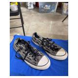 CONVERSE- ALL STAR- SNEAKERS- WITH A GREY AND BLACK VELVET MUSTACHE- SIZE 7
