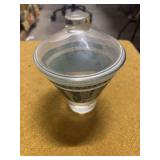 VINTAGE HAZEL ATLAS CANDY DISH WITH LID.  KNOWN AS THE WEDGWOOD EGYPTIAN DESIGN