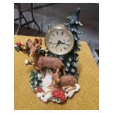 CHRISTMAS CLOCK.  ONE ANTELER BROKEN