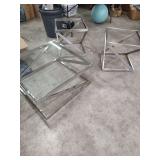 COFFEE TABLE WITH 2 END TABLES - END TABLES NEED GLASS TOPS