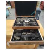 76 PIECE NICKEL SILVER FLATWARE SET IN CASE