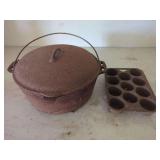 Cast Iron Dutch Oven with Lid and Cupcake Pan