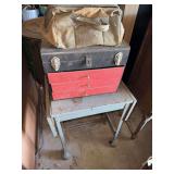 Metal Tool Box with Drawers on Rolling Stand