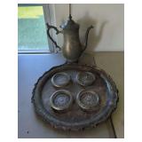Wm. Rogers Silver Plated Tea Set with Tray and Coasters