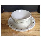 Longaberger Pottery Bowl and Plate Set