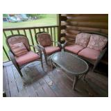 Wicker Outdoor Patio Furniture Set with Loveseat, Chairs, and Table