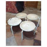 Set of 4 Round White Stools