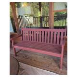 Red Painted Wooden Bench
