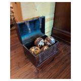 Decorative Wood Trunk with Inlaid Balls