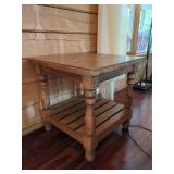 Square Wooden End Table with Lower Shelf