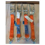 Four Orange Ratchet Tie Down Straps