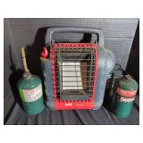 Portable Buddy Mr. Heater with Coleman Propane Tanks