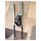Two Easton Baseball Bats With Baseballs