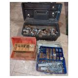 Toolbox Containers with Tools, Fasteners, and Fishing Gear