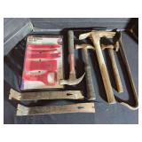 Assorted Hammers, Pry Bars, and Trim Removal Tool Set