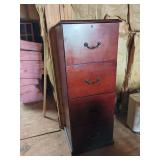Red-toned Wood Four-Drawer Filing Cabinet
