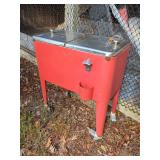 Red Metal Cooler with Bottle Opener