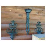 Three Decorative Iron Wall Planters