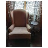 Wingback Armchair and Two-Tier Table