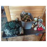 Christmas Decorations Including Nativity, Figurines, String Lights, and More
