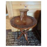 Carved Wooden Display Table and Stand