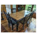 Wood Dining Table with Six Chairs