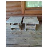 Pair of Rustic Wood Side Tables